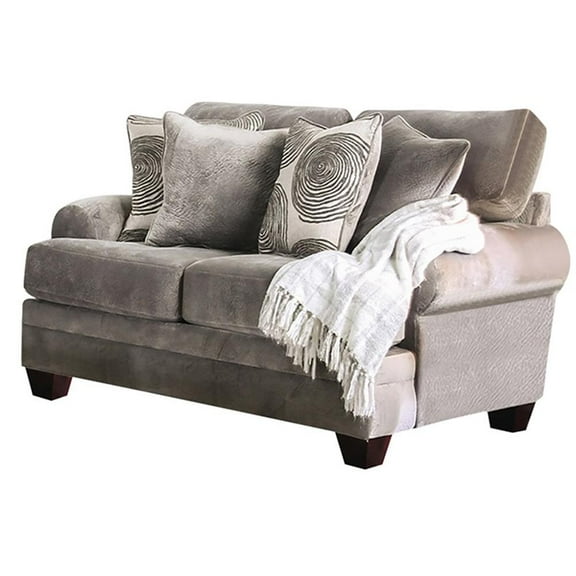 Furniture of America Sheryl Transitional Microfiber Loveseat in Gray