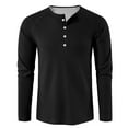thumbnail image 6 of Domuza Mens Henley Shirts Casual Fashion Long Sleeve Button Down Waffle T-Shirt Fall Thermal Comfy Basic Lightweight Slim Fit Pullover Black 3XL, 6 of 6