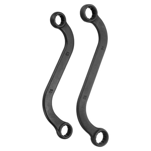 Llave de caja Uxcell 12mm x 13mm/14mm x 15mm de 12 puntos estilo S, llave de extremo doble en forma de S, acero Cr-V, para reparaciones en el hogar y auto