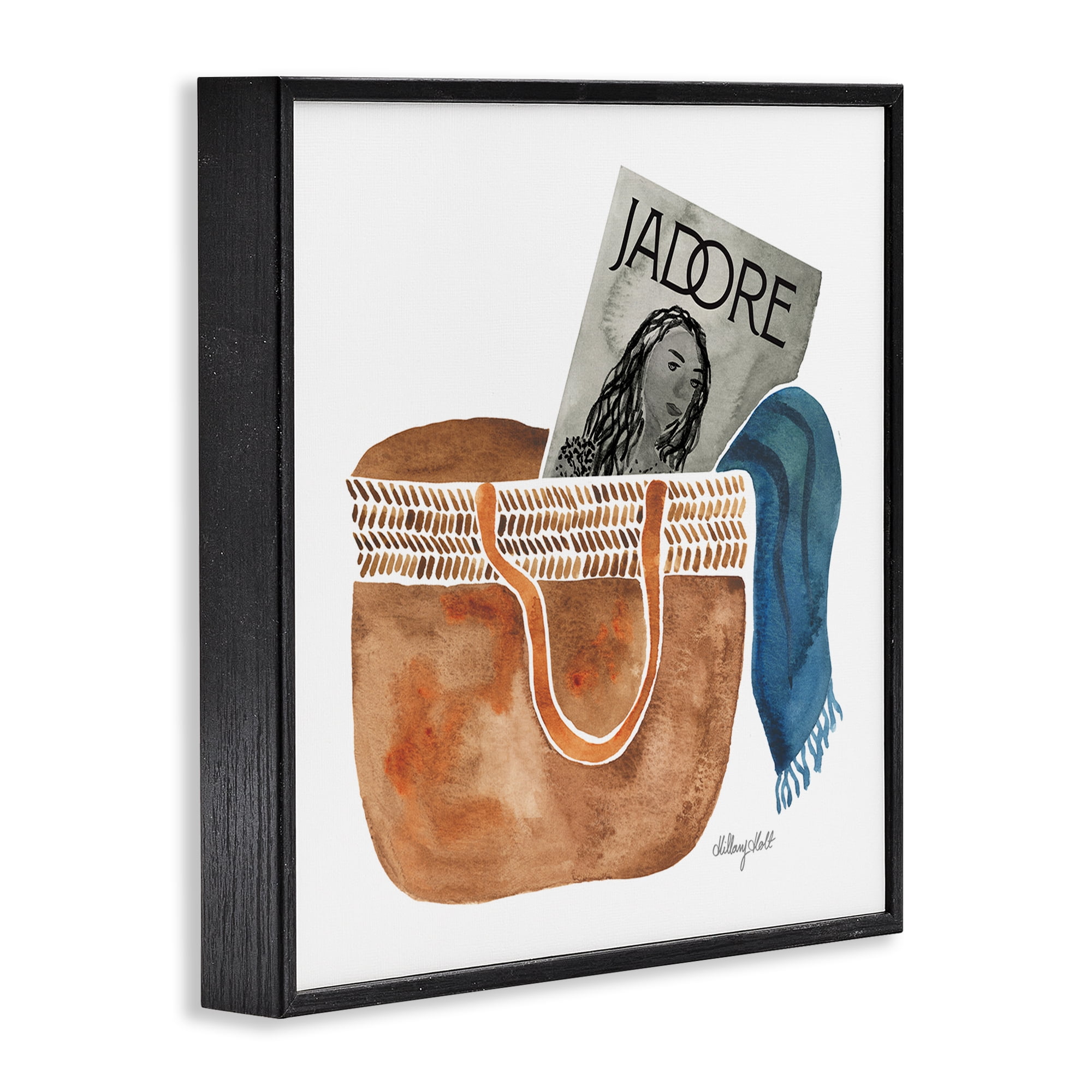 Stupell Industries Tote & Fashion Magazine Black Framed Giclee Art, design by Hillary Holt