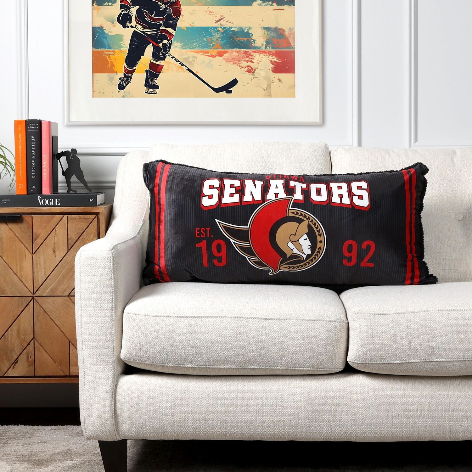 Oreiller de corps des Ottawa Senators de la LNH 18po x 36po