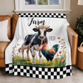 thumbnail image 2 of Abstract Farm Flannel Blanket for Bed,Travel and Camping, Rooster Cow Sunflower Black White Check Super Soft Cozy Blanket for All Seasons 32"x48", 2 of 7