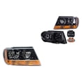 thumbnail image 1 of Par de Faros DEPO Grand Cherokee 1999 A 2004 Negro C/Cto Ámbar, 1 of 4