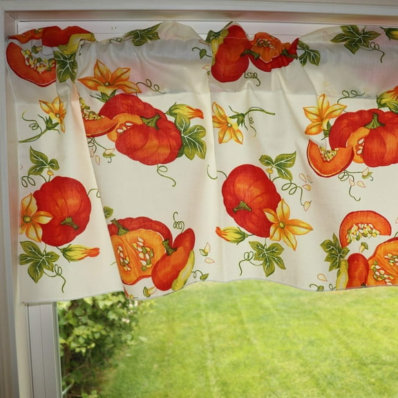 Cotton Window Valance Fruits Print 58 Inch Wide Pumpkin Slices