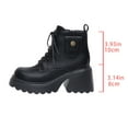 thumbnail image 4 of Womens Motorcycle Boots Platform Chunky Heel Antislip Lace up Zipper Ankle Booties Comfy Retro Leather Round Toe High Top Boots Black Size 9, 4 of 7