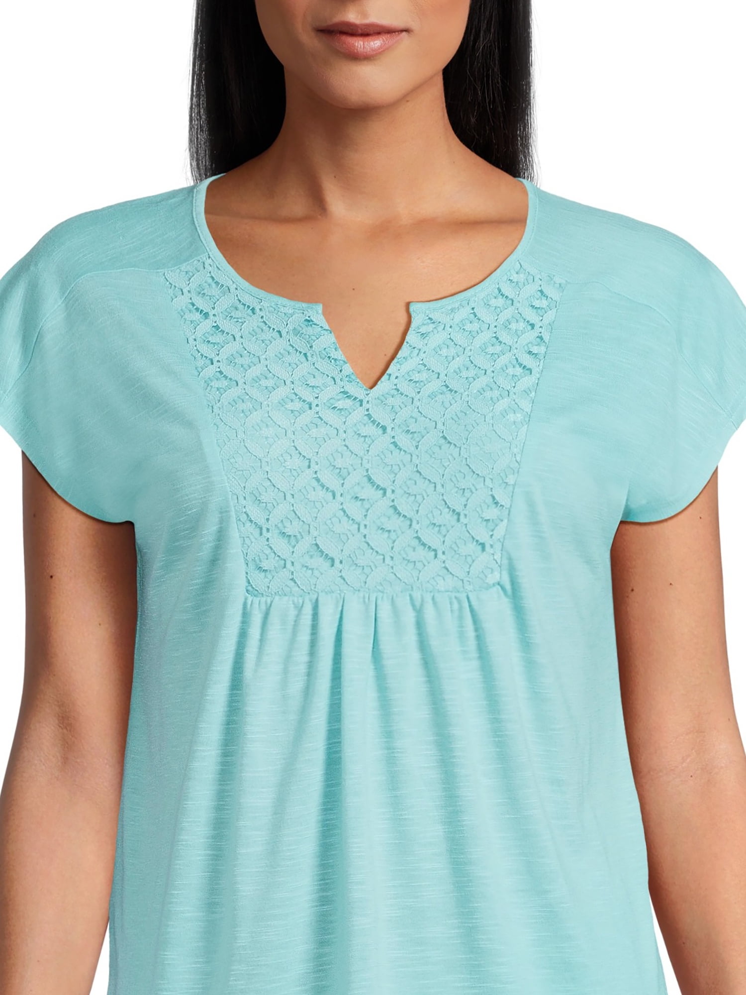 Real Size Women's Crochet Bib Tunic Top, Women's and Women's Plus XS-4X