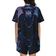 thumbnail image 6 of Uemuo Starry Sky Meditating Chimpanzees Pattern Women's Short-Sleeved Pajama, Button-Front Loungewear, 2-Piece Summer Sleepwear, Elastic Drawstring Shorts-X-Large, 6 of 7