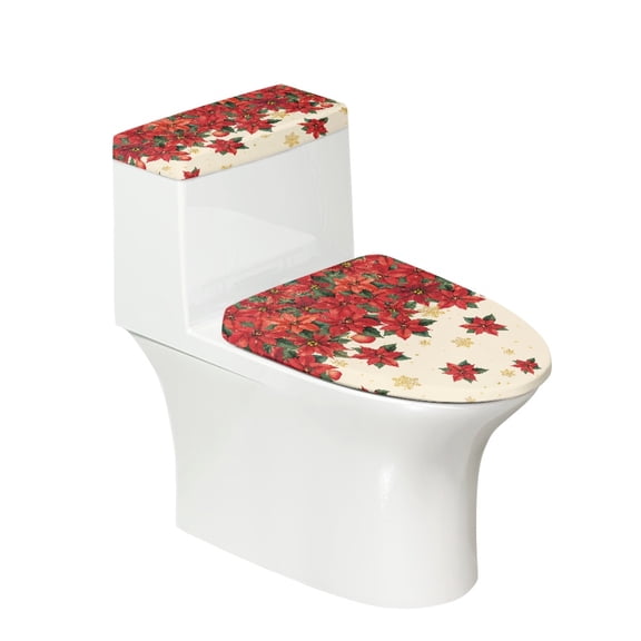 HELLHERO Christmas Toilet Seat Lid Cover Set, Easy to Clean Non-Slip Polyester Toilet Lid Covers Set