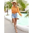thumbnail image 3 of Charmo Womens Long Sleeve Beachwear Bathing Suit Drawstring Bikini Swimsuit Cover Up Shirts, 3 of 4