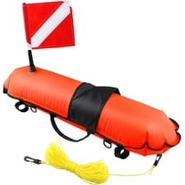 Buoy, Hi-Visibility Inflatable Torpedo Buoy Float Signal Floater Ball with Dive Safety Flag and 82ft Ropes for Scuba Diving, Freediving, Snorkeling, Swimming
