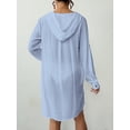 thumbnail image 6 of Bsubseach Fashion Womens Hooded Button Down Swimsuit Cover Up Roll Sleeve Beach Shirt Dress Cover-ups S-XXL, 6 of 6