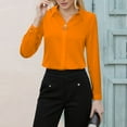 thumbnail image 5 of Satin Button Down Shirts for Women, Yigetop V Neck Shirts for Women Satin Tops for Women Satin Imitation Business Shirts formal Shirts for Women orange M, 5 of 6