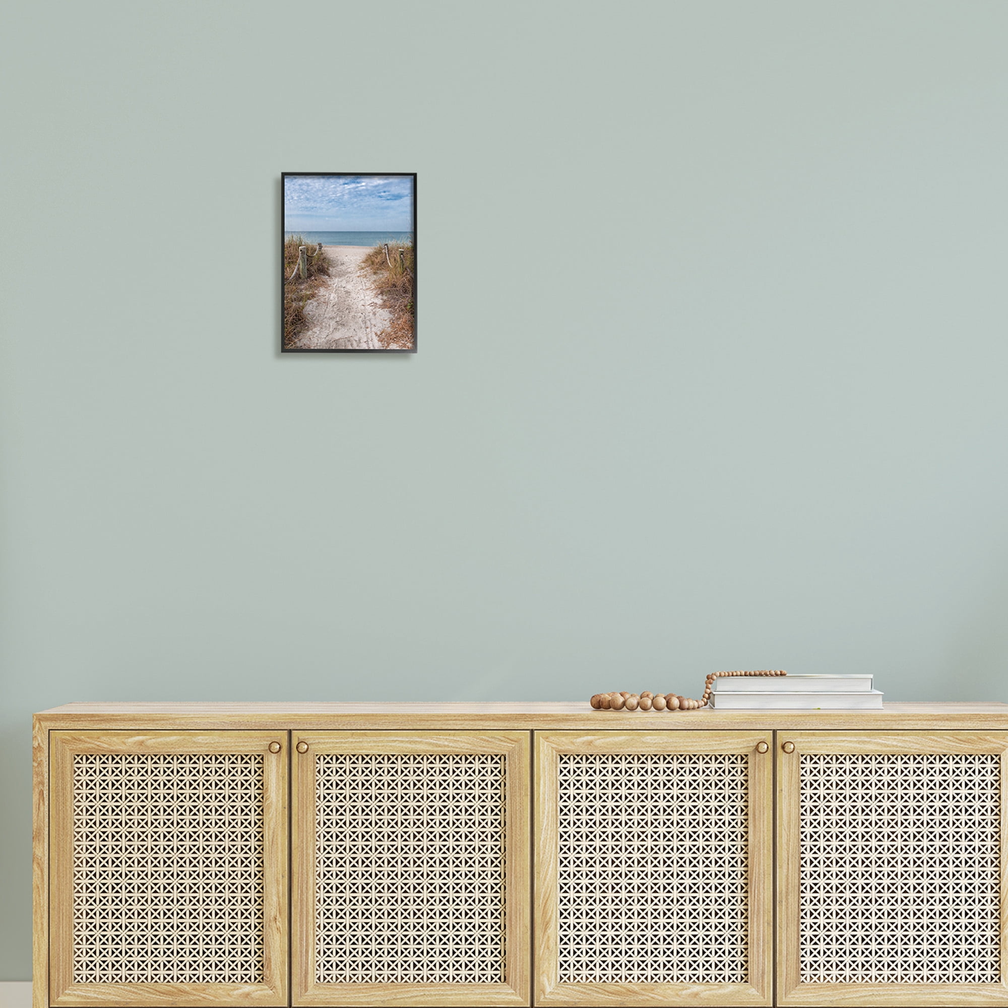 Stupell Industries Sandy Ocean Boardwalk Summer Horizon Photograph Black Framed Art Print Wall Art, Design by Mary Lou Photography