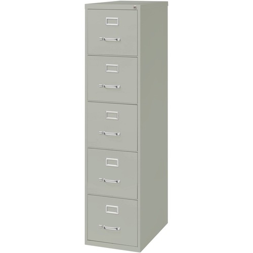 Lorell Commercial Grade Vertical File Cabinet - 5-Drawer 15" x 26.5" x 61" - 5 x Drawer(s) for File - Letter - Vertical - Security Lock, Ball-Bearing Suspension, Heavy Duty - Light Gray - Steel - Recy - image 5 of 7