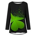 thumbnail image 4 of QIPOPIQ Chemises à Manches Longues pour Femmes Col Rond T-Shirts St. Patrick's Day Tunique T-Shirt Imprimé Shamrock T-Shirt Vert Chanceux Hauts Chemises St Patricks Day Col Rond Chemises de Vacances Offres, 4 of 5