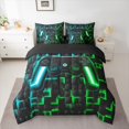 thumbnail image 2 of Homewish Blue Green Black 7 Pieces Bedding Comforter Set,Game Console Full Bedding Set,Gamer Gaming Fitted Sheet Flat Sheet For Boys,Breathable Bedroom Decorative Reversible, 2 of 8