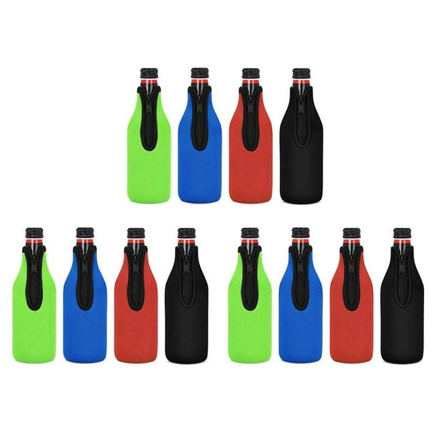 Paquete de 12 Fundas Aislantes para Cerveza para Mantener Bebida Fría, Chaquetas para Con Cremallera
