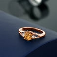 thumbnail image 4 of 18K Rose Gold Plated Silver Orange Red Madeira Citrine and White Lab Grown Diamond 3 Stone Engagement Ring for Women | 1.18 Cttw | Oval 8X6MM | Round 2MM | Gemstone November Birthstone | Size 7, 4 of 4