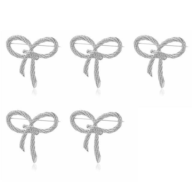 Qarigey 5X Servilletero Mujer Broche Hebilla de corbata Estructura de aleación a prueba de herrumbre multifuncional Exquisito Dulce Regalo Suministros Accesorios de disfraces Plata Qarigey AP018678-02