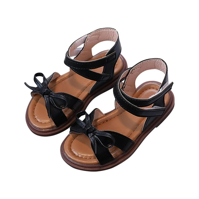 Black Soft Sole Sandals For Kids, Non-Slip Design, Adjustable Closure, Breathable Material, Perfect For Casual And Daily Use