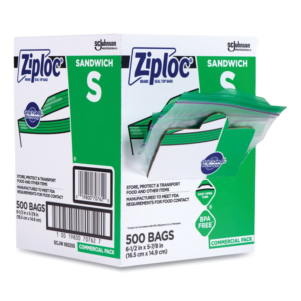 SC Johnson Ziploc® 682255 Sandwich-Size Clear 1.2 mil Poly Commercial Food  Storage Bag - 6 1/2L x 5 22/25H