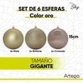 thumbnail image 2 of Esferas para árbol de navidad Artego extra grandes de 15 cm de diámetro paq 6 esferas Champagne Ambar Línea SKY 3 diversos acabados navideños Mate brillantes cromadas para colgar Christmas ornaments, 2 of 6
