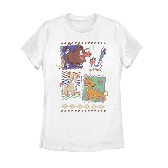 Women's Lion King Retro 90's Savannah Friends  Graphic Tee White X Large