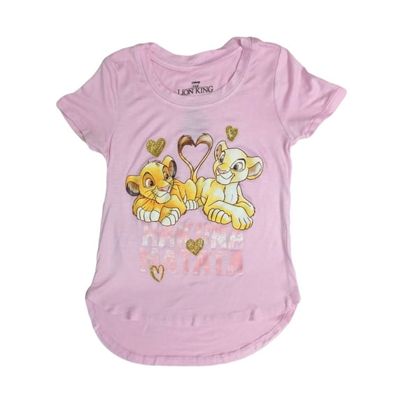 Disney Girls Lion King Nala & Simba Hakuna Matata Pink T-Shirt Tee Shirt X-Small