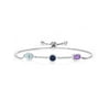 Keren Hanan 925 Sterling Silver 3 Stone Created Moissanite Fully Adjustable Bracelet by Gem Stone King Oval Round Octagon Topaz Sapphire and Amethyst (1.95 Cttw)