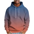 thumbnail image 2 of Qulqfy Blue Mens Hoodies Pullover Fleece-Lined Graphic Hooded Fall Casual Sweatshirts with Kanga Pocket Men's Sweatshirts 3XL, 2 of 5