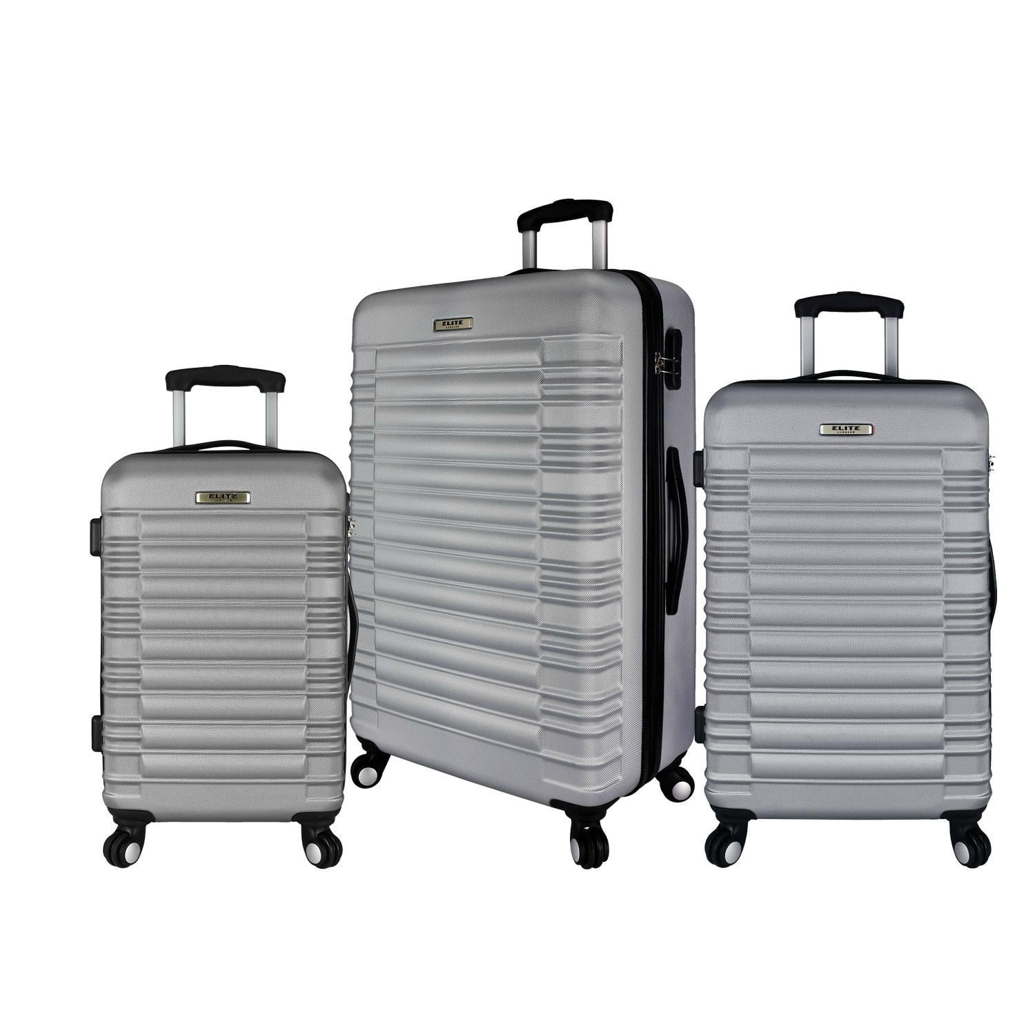 Elite Luggage Tustin 3Piece Hardside Spinner Luggage Set, Silver