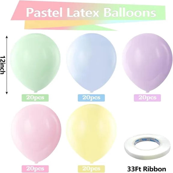 Pastel Balloons Latex Party Balloons, 100 Pack Round Helium Multicolor Macaron Balloons for Birthday Party Bridal Shower Wedding Decorations