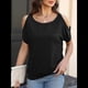 thumbnail image 4 of Camisetas Holgadas de Verano con Cuello Redondo, Informales y A , con Hombros Descubiertos, Grandes para Mujer. Negro M, 4 of 8