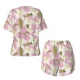 thumbnail image 5 of Qekee Lilies Flowers Women's Pajama Set Short Sleeve Sleepwear Summer Home Wear with Pockets Soft Short Sleeve Shirt - Lilies Flowers, 5 of 9