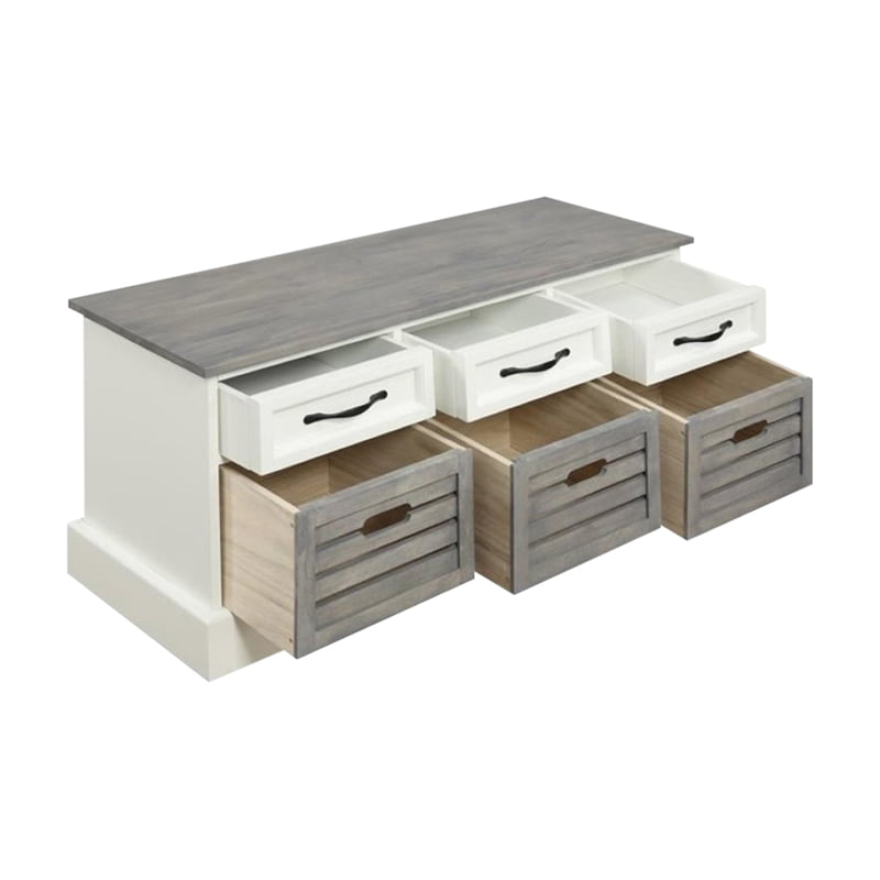 Bowery Hill 6 Drawer Storage Bench In, Bench Style Filing Cabinet