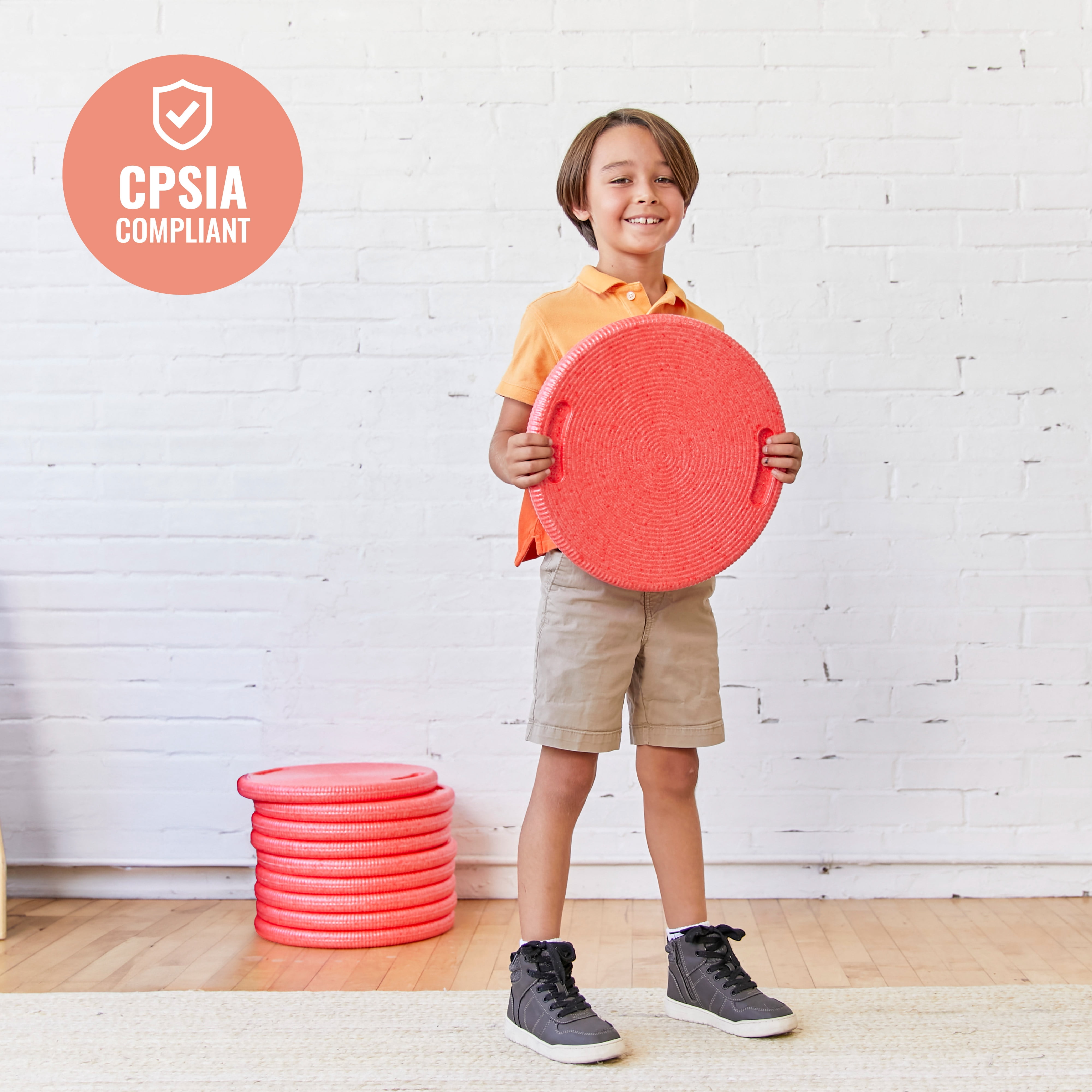 ECR4Kids CircleSpots Flexible Seating Floor Pads, Classroom Essentials, Red, 10-Pack