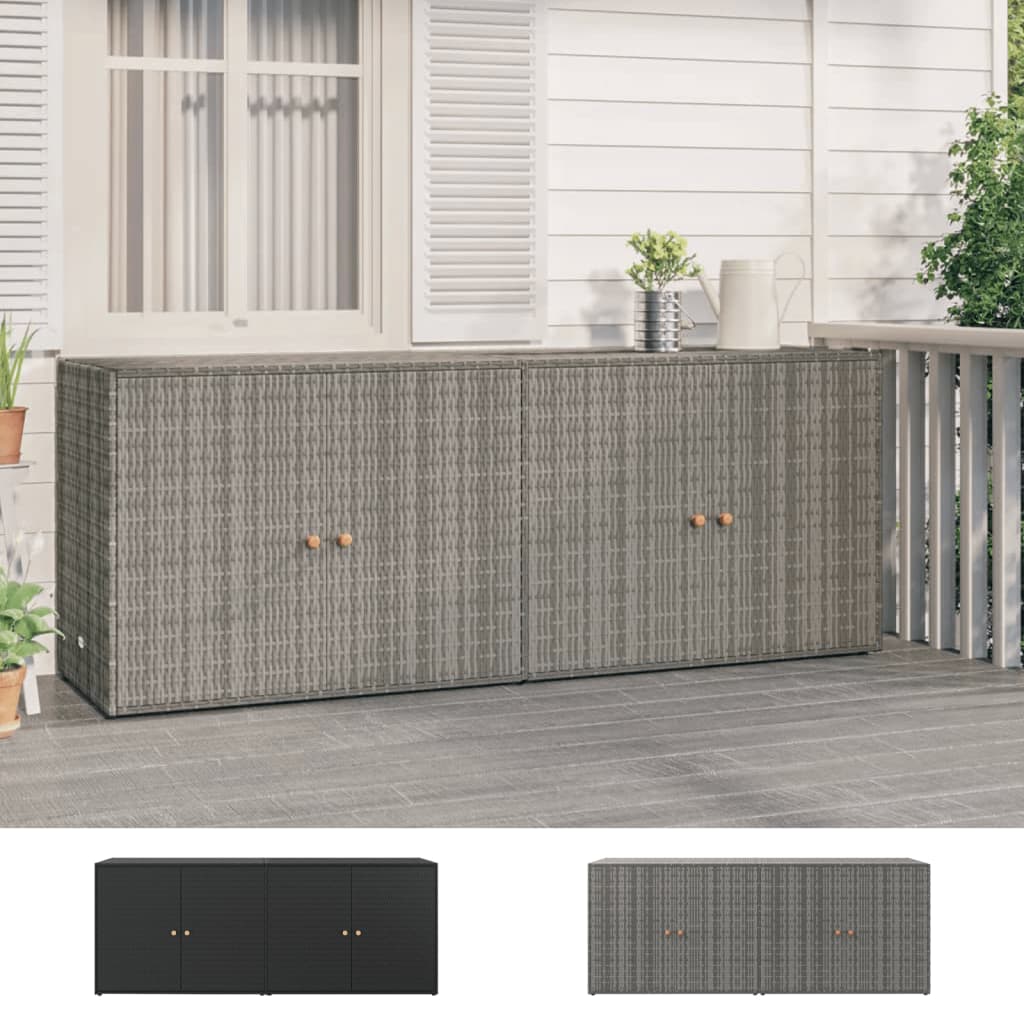 vidaXL Garden Storage Cabinet Black 78"x21.9"x31.5" Poly Rattan