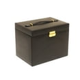 thumbnail image 4 of Luxurious Large Black Leather Jewelry Box Travel Case Storage with Mirror & Lock, 4 of 5