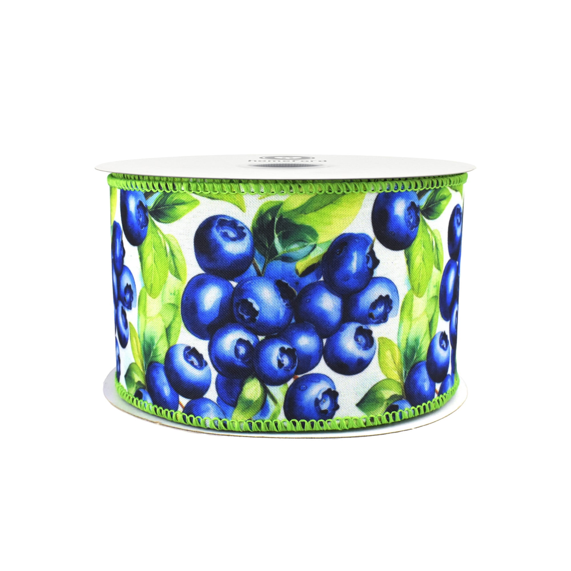 Homeford Spring Jumbo Blueberries Deluxe Wired Ribbon, 2-1/2-inch, Blue/Lime/White, 10-yard