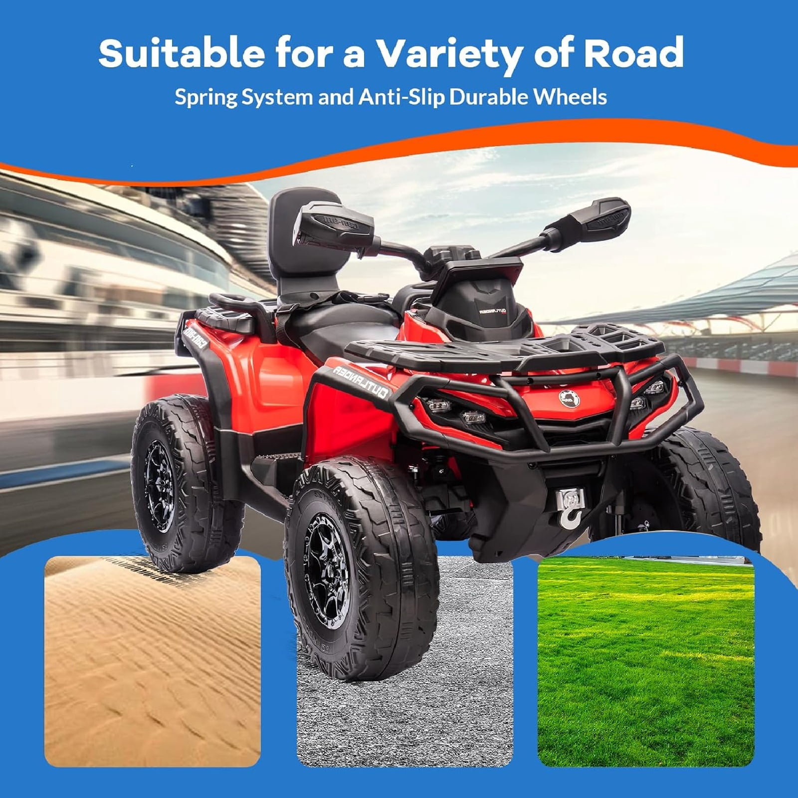 Electric Kids ATV, 12V Ride-On Toy Car for Toddlers, 4-Wheel Vehicle with 2-Seater, Remote Control, LED Lights, Music, and Spring Suspension, Electric Car for Kids, 2-4 Mph Safety Speed