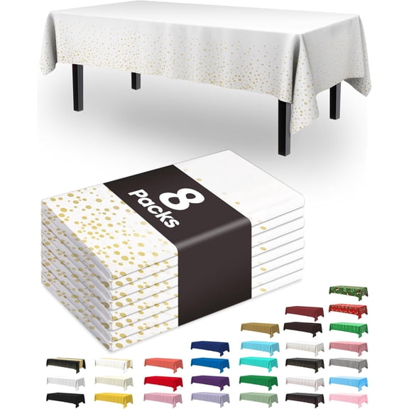 Plastic Table Cloth Disposable 8 Pack, 54 x 108 Inch Table Cloths, Graduation Decorations Class of 2025, Graduation Party Tablecloths, Rectangle, Plastic Cover, Leakproof & Sturdy, Blue