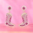thumbnail image 5 of Sparkling Cowgirl Boots Drop Dangle Earrings for Women Girls Crystal Cubic Zirconia Shell Pearl Boot Western Cowboy Fancy Dress Costume Dangling Statement Earring Fashion Jewelry Gifts, 5 of 5