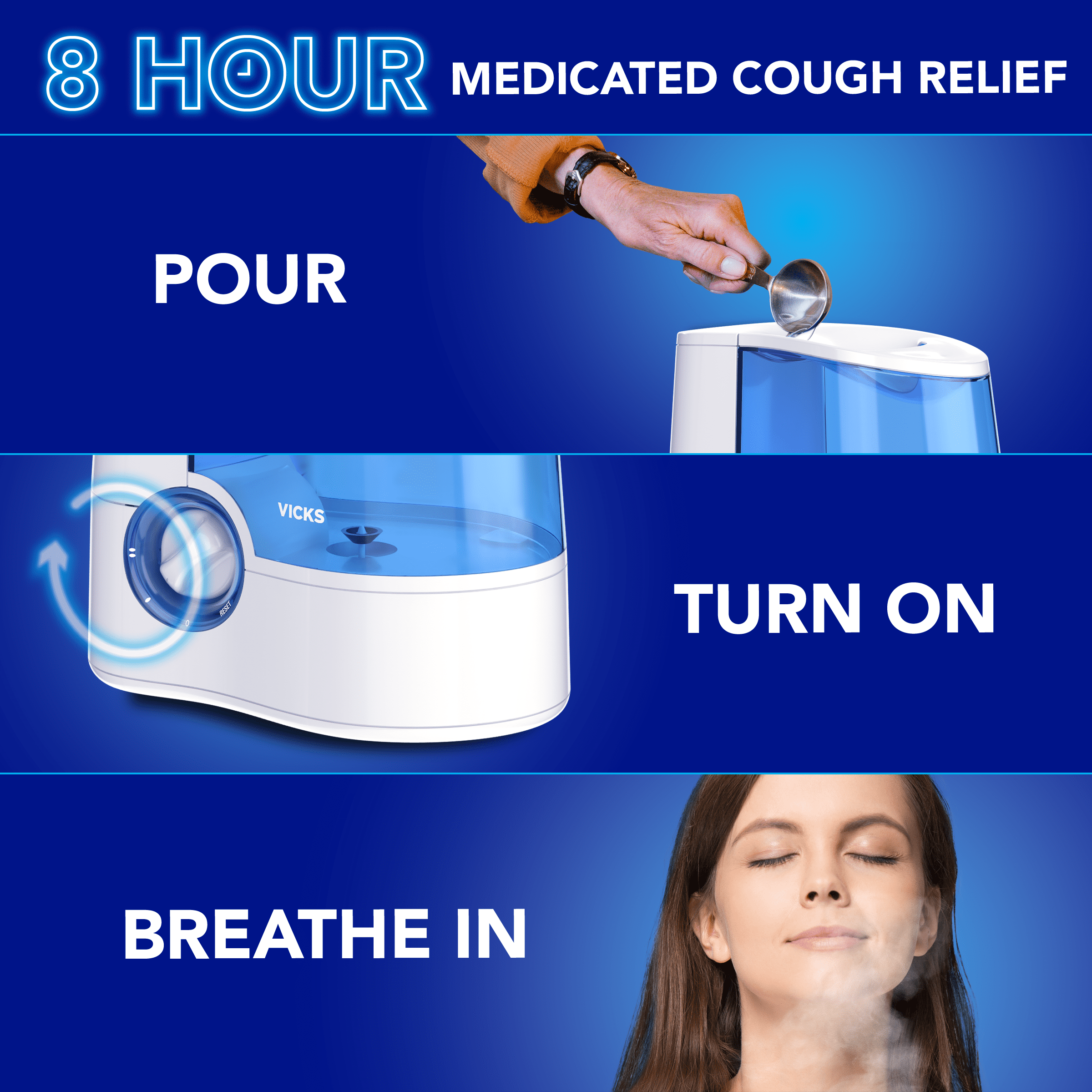 Vicks VapoSteam Cough Suppressant Liquid, Original Scent with Camphor, for Humidifiers and Vaporizers, 8 fl oz, VIN008V1