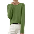 thumbnail image 2 of FRSASU Sweaters for Women Long Sleeve Crewneck Tops Solid Color Warm and Soft Knitted Pullover Blouse Green, 2 of 6