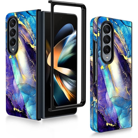 Petocase for Samsung Galaxy Z Fold 4 Case,Thin Slim Stylish TPU Bumper Shockproof Drop Protection Phone Cover for Girls Women,Blue