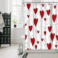 thumbnail image 5 of Red Heart Shower Curtain, Polka Dot Sweethearts Love Valentine''s Day Line Heart Bathroom Fabric Shower Curtain Sets for Bathroom with 12 Hooks 72"x72" Love Heart Shower Curtain Sets, 5 of 7