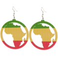 thumbnail image 3 of Natural Round Wooden Earrings Hollow Africa Fashion Colorful Dangle Drop, 3 of 8