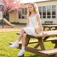 thumbnail image 6 of Grblisyd School Uniform Skirts for Teen Girls Elastic Waist Ruffle Hem A Line Skirt Kids Cute Mini Tennis Skirt, 6 of 7