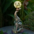 thumbnail image 6 of Solar Powered Elephant Garden Statue with Glass Outdoor Patio Yard Art Resin Craft Figurine Elegant, 6 of 8