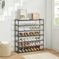 thumbnail image 2 of 7 Tier Detachable Shoe Rack Espresso Finish Metal Pipes Non Woven Fabric Shoe Tower Up to 28 Pair of Shoes, 2 of 7